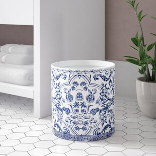 Wayfair | Ceramic White Bathroom Trash Cans You'll Love in 2022